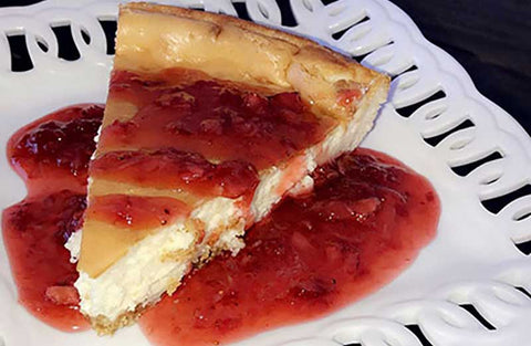 NY Style Cheesecake with Strawberry Sauce